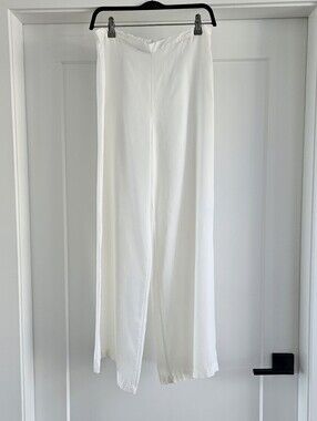 Bryn Walker White Flowy Wide Leg Boho Pants 100% Tencel Sz Small